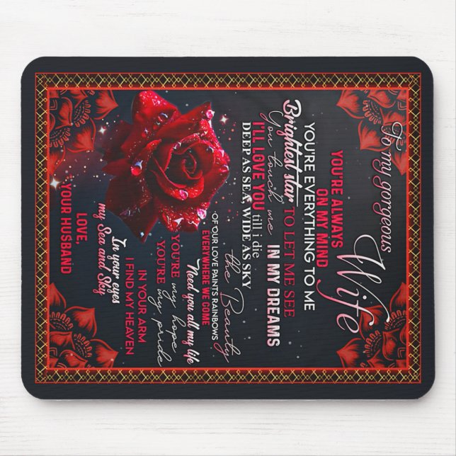 Mousepad Para o meu presente de aniversário da esposa Rosa, (Frente)