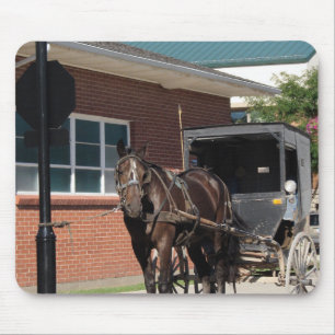 Mousepad Parado para um período, um cavalo de Amiish no