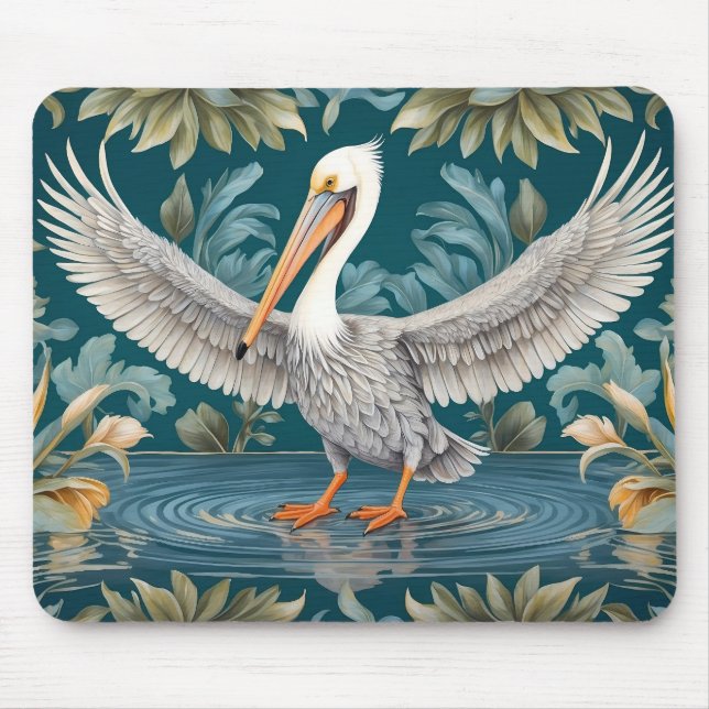Mousepad Paraíso Tropical do Pássaro Pelicano Elegante (Frente)