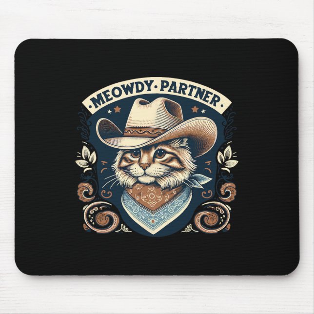 Mousepad Parceiro Meowboy Gowboy Que Uiva O País Engraçado (Frente)