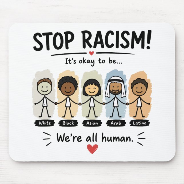 Mousepad Pare o racismo somos todos humanos (Frente)