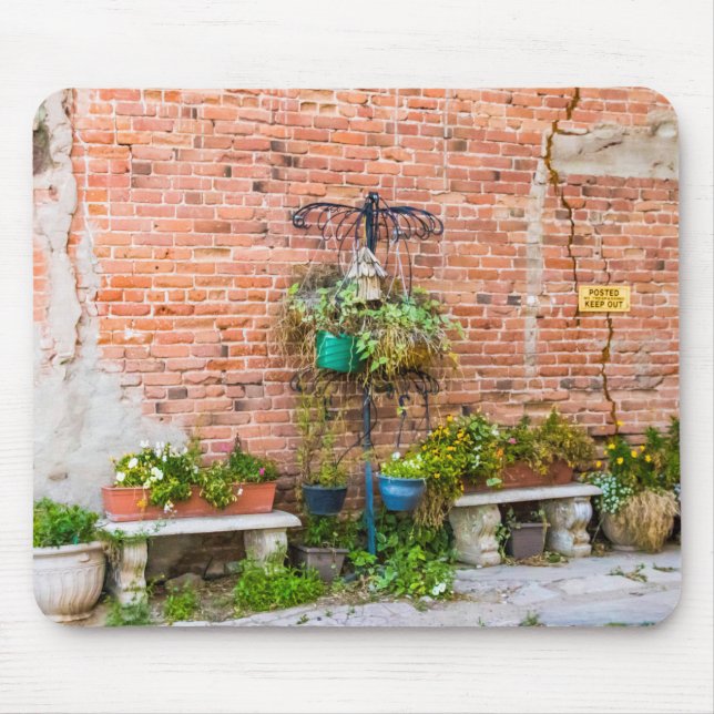 Mousepad Parede de tijolos 6090 com Plantas (Frente)