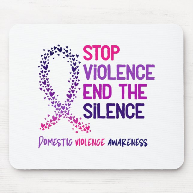 Mousepad Parem com a violência e a violência doméstica sile (Frente)