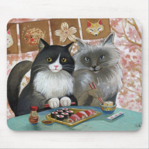 Mousepad Pares bonitos do gato do sushi