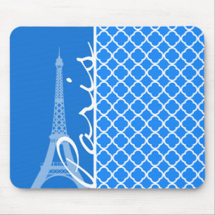 Mousepad Paris; Azure Blue Quatrefoil