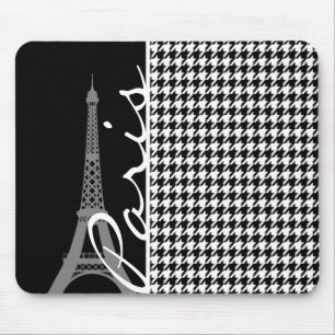 Mousepad Paris; Black & White Houndstooth