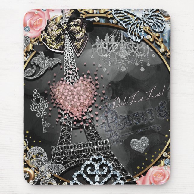 Mousepad Paris Bling Glamor Sparkle France Girly Trendy (Frente)