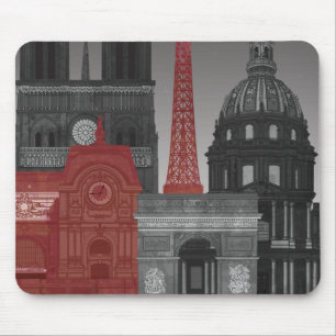 Mousepad Paris Elevações por Noite - Vermelho