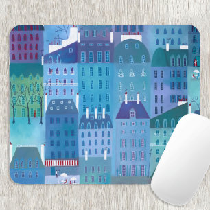 Mousepad Paris na pintura de paisagem urbana moderna na Pri