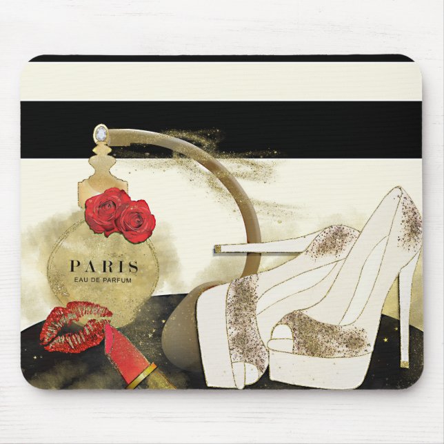 Mousepad Paris Parfum Perfume Rosas Heels & Lipstick (Frente)