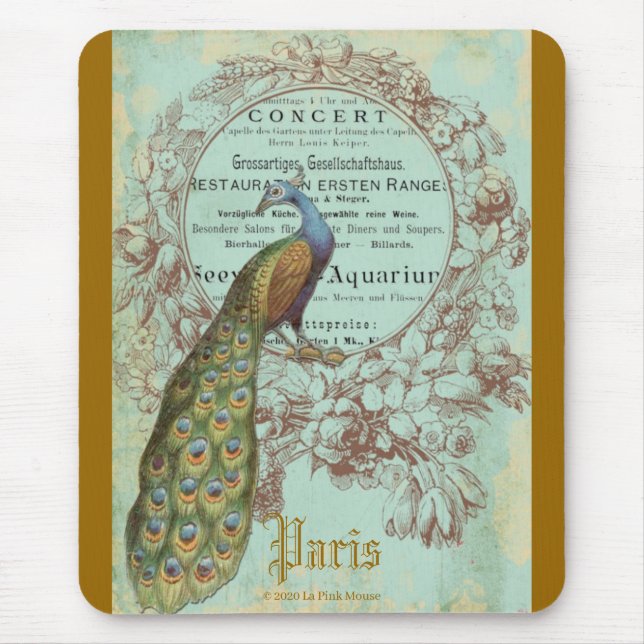 Mousepad Paris Peacock, Pad de Mouse Inspirado em Paris (Frente)