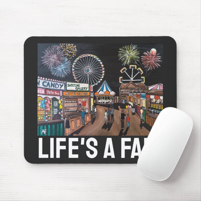 Mousepad Parque de diversões à noite Pintura de Alfred Fox (Com mouse)