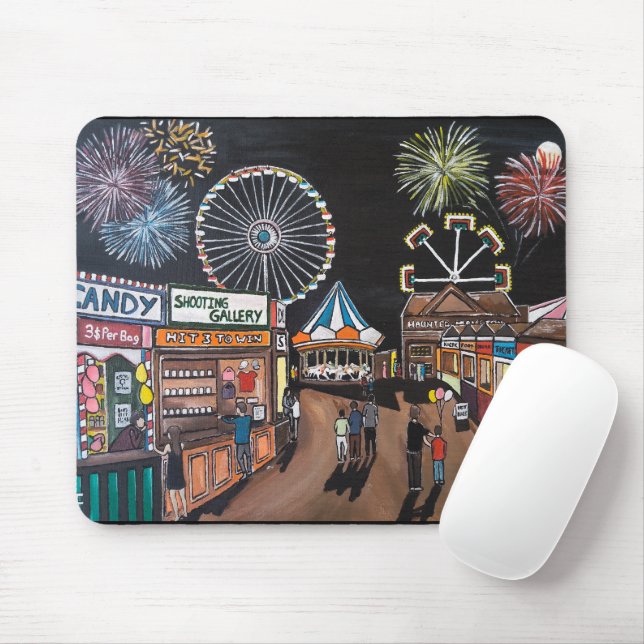 Mousepad Parque de Diversões à Noite Pintura de Alfred Fox (Com mouse)