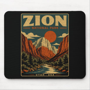Mousepad parque nacional de Zion vintage retro canyon ao ar