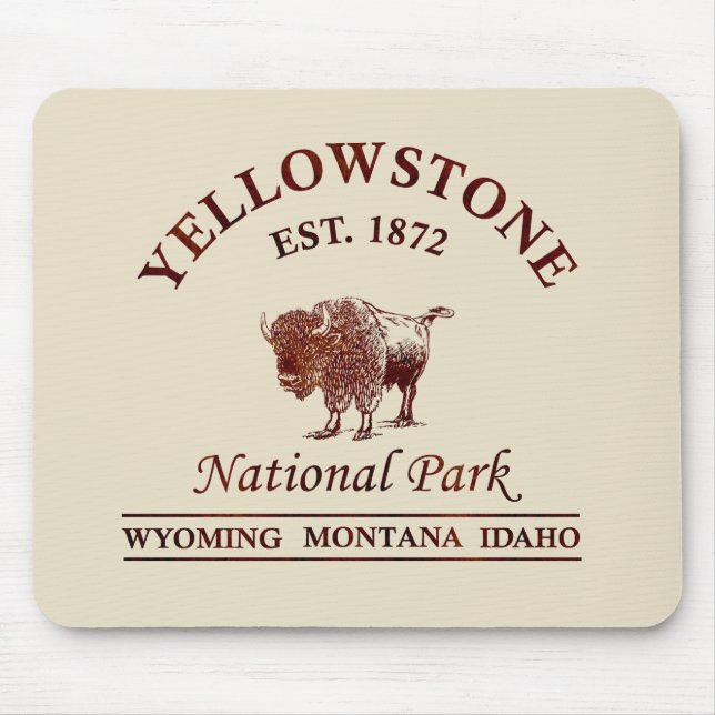 Mousepad Parque Nacional Yellowstone Vintage (Frente)