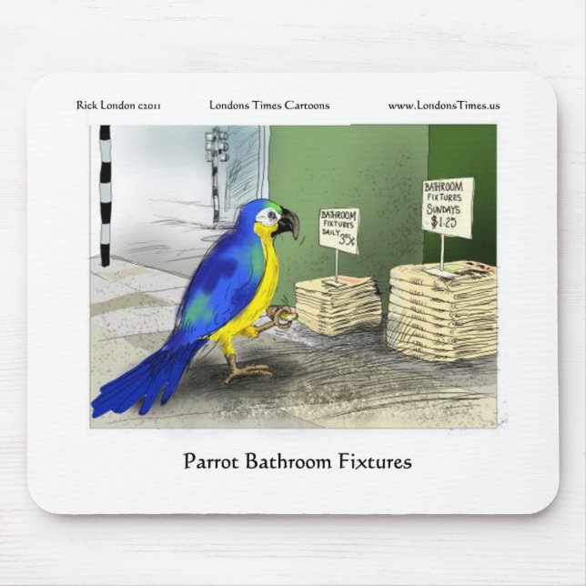 Mousepad Parrot Bathroom Fixa Camisetas Cartões de Mugs Pre (Frente)