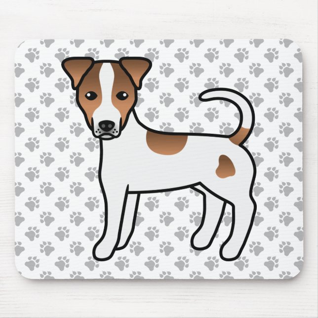 Mousepad Parson Russell Terrier de pelo liso branco e bege (Frente)