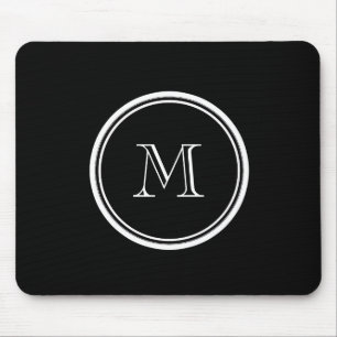 Mousepad Parte alta preta inicial do monograma colorida