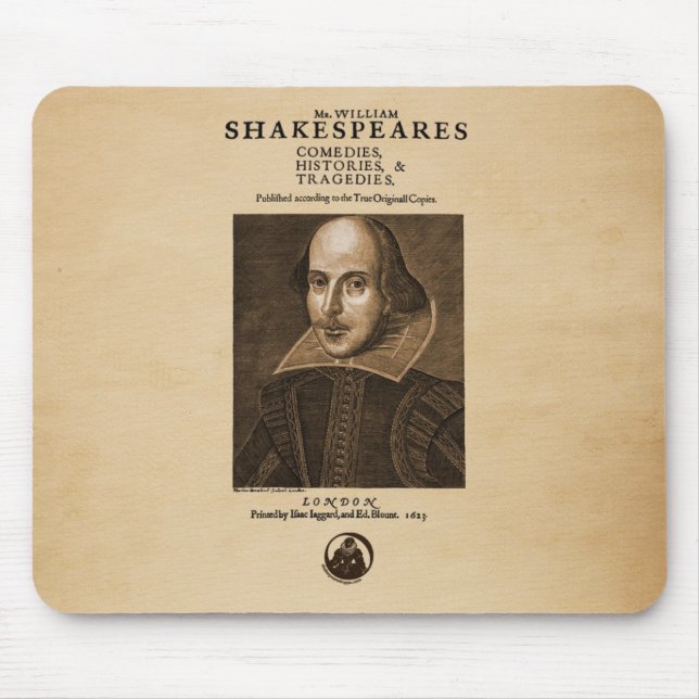 Mousepad Parte dianteira ao primeiro fólio de Shakespeare (Frente)