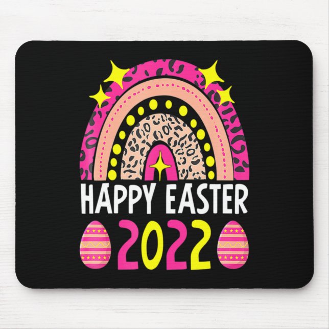 Mousepad Páscoa 2022 arco-íris fofo feliz páscoa 2022 mulhe (Frente)