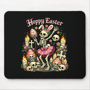 Mousepad Páscoa alegre gótico esqueleto coelho engraçado so