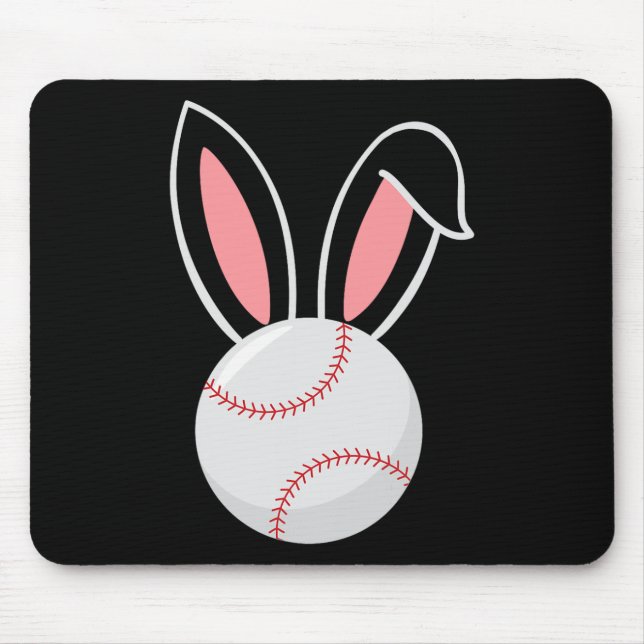 Mousepad Páscoa Baseball Bunny Ears Diversão Páscoa do Vent (Frente)