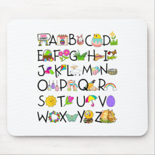 Mousepad Páscoa Cute Alphabet Funny Day Abc Alphabet Egr Ra