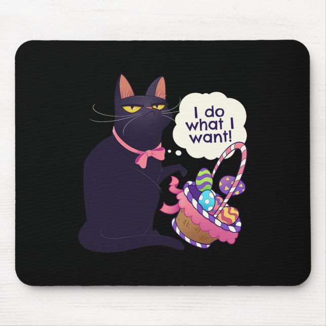 Mousepad Páscoa De Gato Divertido O Que Quero De Bolas De P (Frente)