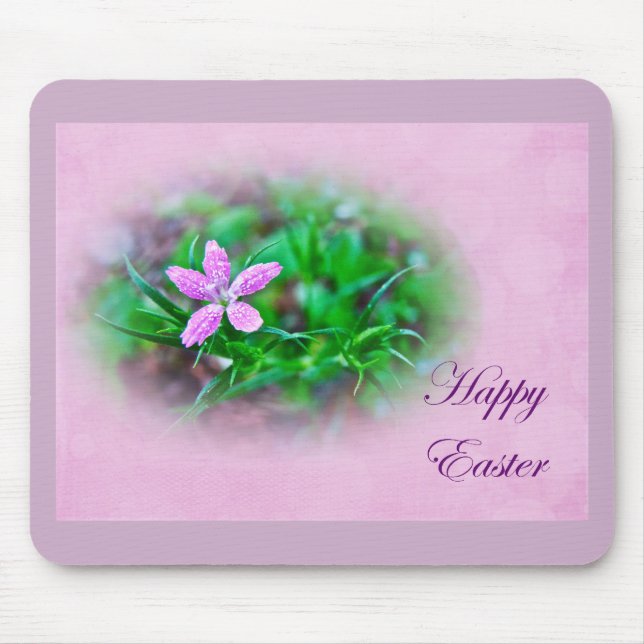 Mousepad Páscoa Saudações Depford Pink Wildflower (Frente)