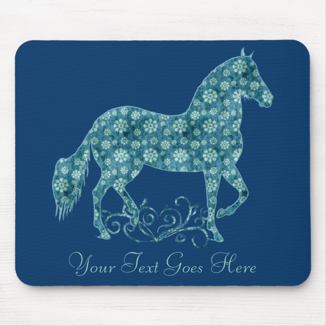 Mousepad Paso Fino Horse Teal Grunge Floral (Frente)