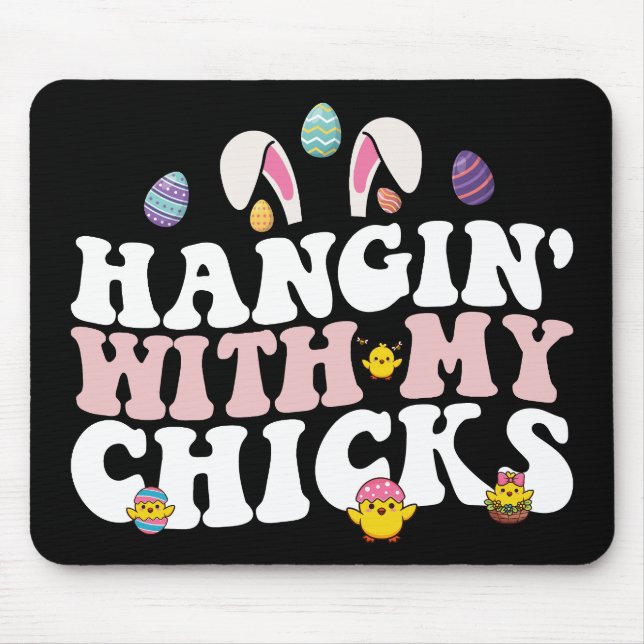 Mousepad Passando o tempo com as minhas franguinhas Coelho  (Frente)