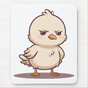 Mousepad Passarinho Bebê Engraçado e Mal-Humorado Kawaii Ca