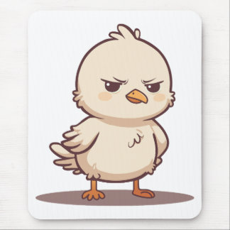 Mousepad Passarinho Bebê Engraçado e Mal-Humorado Kawaii Ca