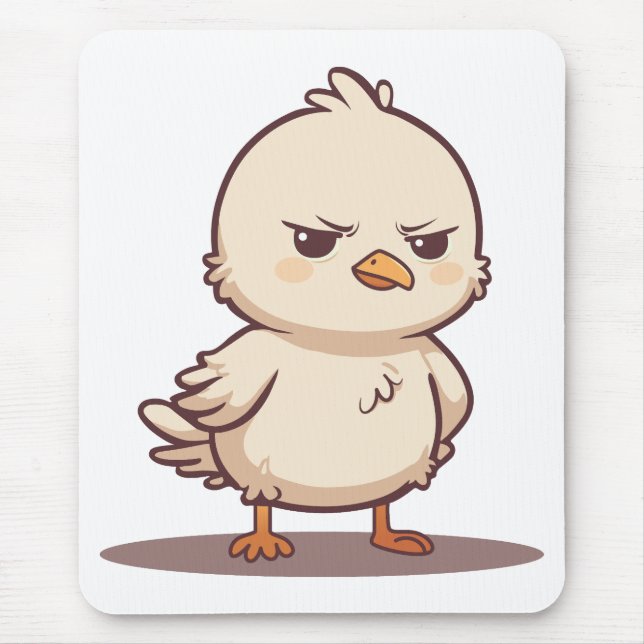 Mousepad Passarinho Bebê Engraçado e Mal-Humorado Kawaii Ca (Frente)