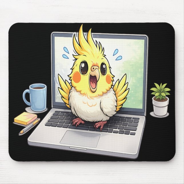 Mousepad Passarinho Cacatua Fofo no Tapete do Mouse do Lapt (Frente)