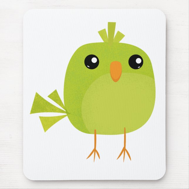 Mousepad Passarinho Verde Fofo Desenho Animado (Frente)