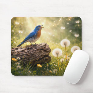 Mousepad Pássaro Azul Cantando ao Sol