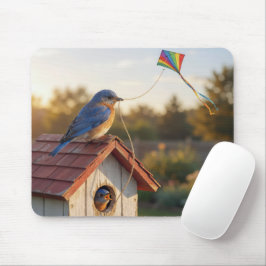 Mousepad Pássaro Azul Voando uma Pipa