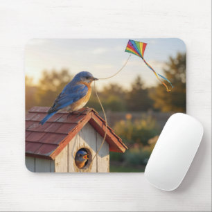 Mousepad Pássaro Azul Voando uma Pipa