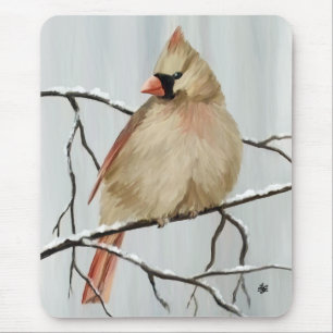 Mousepad Pássaro Cardinal Do norte No Inverno