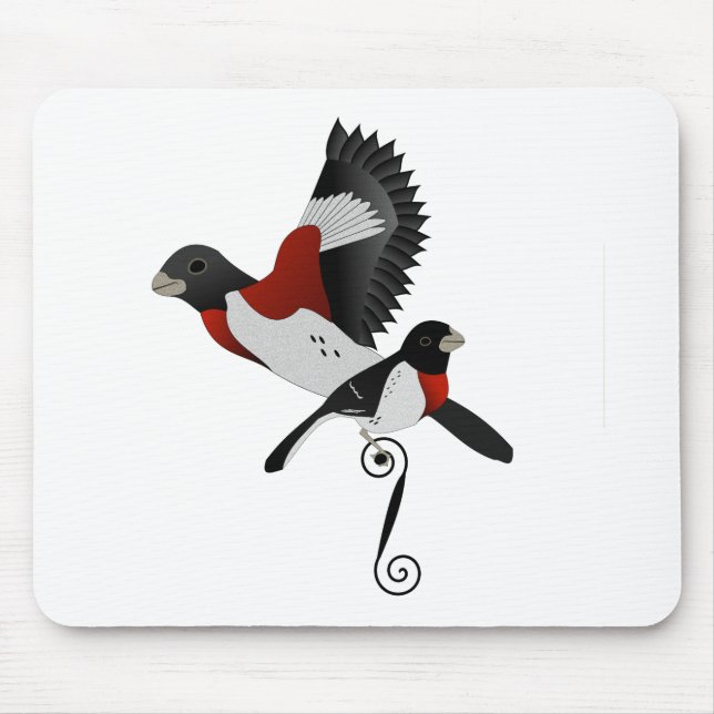 Mousepad Pássaro Cardinal Grosbeak, de rosa Breast (Frente)