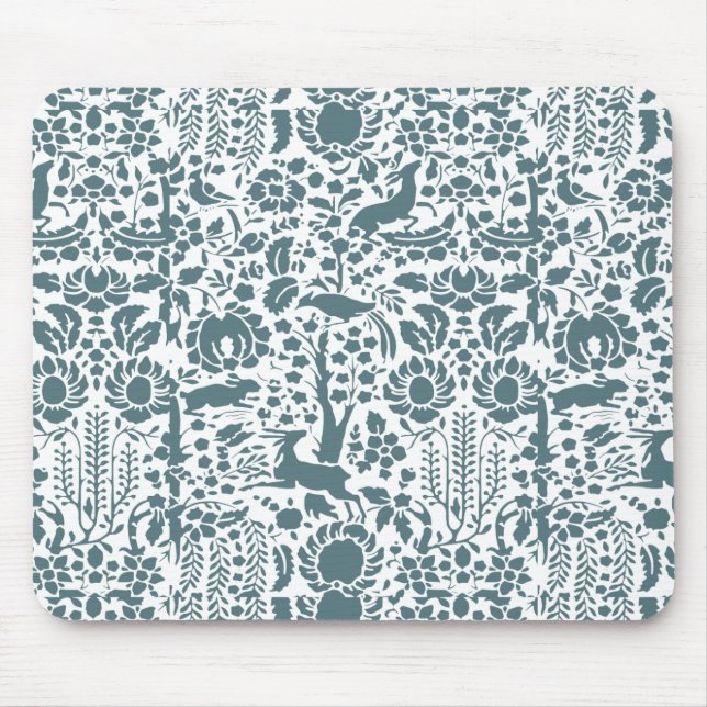 Mousepad Pássaro, cervo, padrão de pessoas de árvores (Frente)