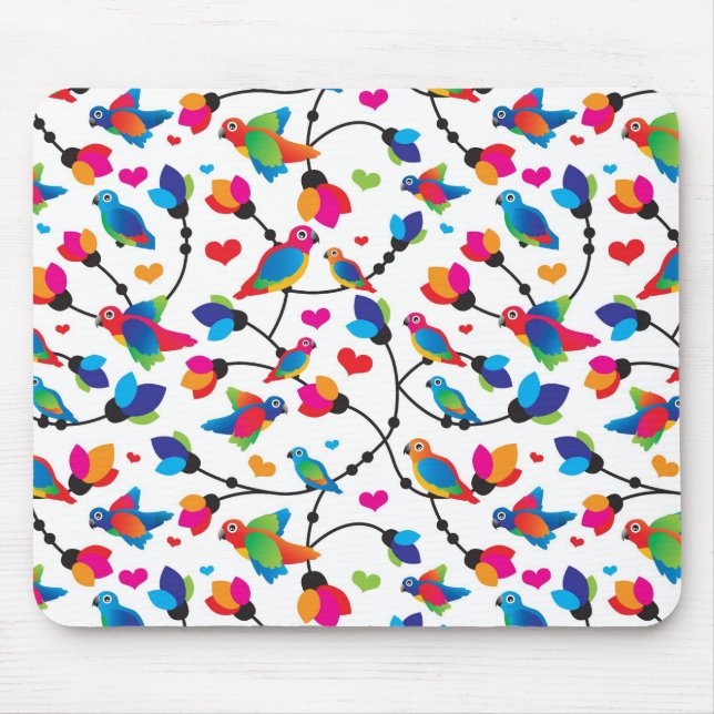 Mousepad pássaro colorido bonito do papagaio (Frente)