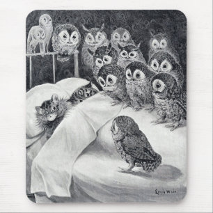Mousepad Pássaro da Coruja dos Pesadelos, Louis Wain