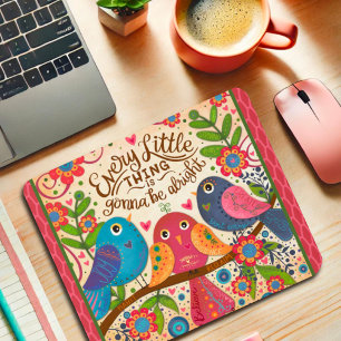 Mousepad Pássaro Floral Rosa Bonito Vai Ficar Bem Citando