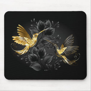 Mousepad Pássaro Humino Negro e Dourado