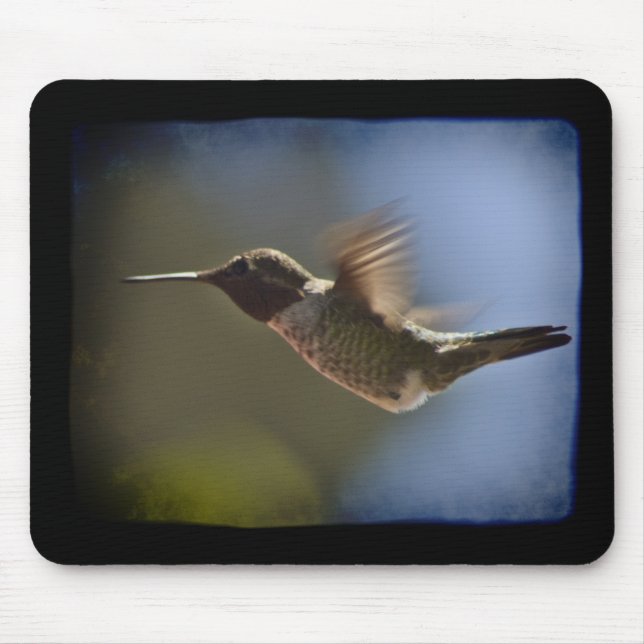 Mousepad Pássaro Hummingno Voo (Frente)