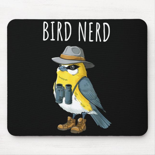 Mousepad Pássaro nerd engraçado observador de pássaros obse (Frente)