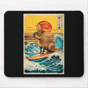 Mousepad Pássaro No Capyra Surfando Grande Onda Anime Kawai