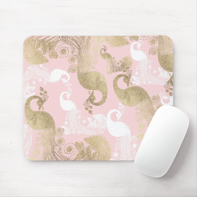 Mousepad Pássaro pacifista real, branco-rosado, cor-de-rosa (Com mouse)